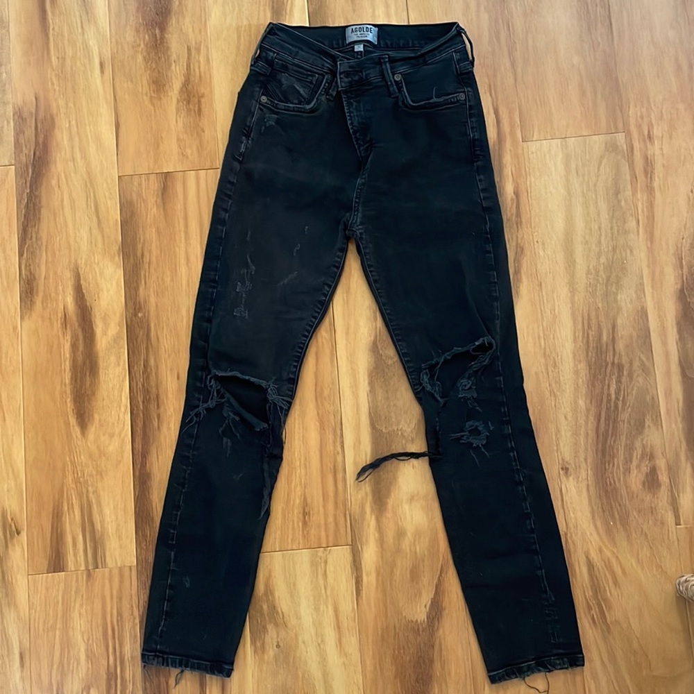 AGOLDE | Distressed Black Denim Jeans